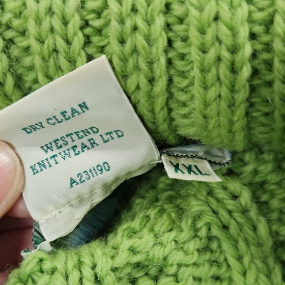 Aran Crafts Cardigan Womens XXL Green Merino Wool Cable Knit Full Zip Ireland - Picture 5 of 8